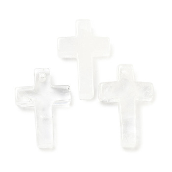 Natural Quartz Crystal Pendants, Rock Crystal Cross Charms, 30.5x20x6mm, Hole: 1.4mm