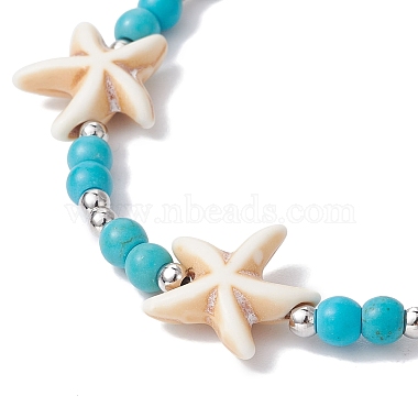 Synthetic Turquoise Starfish Beaded Bracelets for Women(BJEW-TA00386)-3