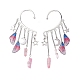 Wing Resin & Natural Quartz Crystal Points Beaded Dangle Earrings(EJEW-TA00523)-1