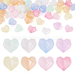 Luminous Transparent Acrylic Beads, Heart, with Glitter Powder, Glow in the Dark, Mixed Color, 13x15x8.5mm, Hole: 2mm, 50pcs(LACR-TA0001-07A)