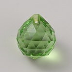 Glass Pendants, Faceted, Teardrop Charms, Light Green, 24x21mm, Hole: 1.2mm(GLAA-WH0030-33A)