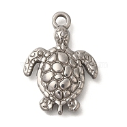 Anti-Tarnish 304 Stainless Steel Pendants, Tortoises Charm, Stainless Steel Color, 22.5x15.5x3mm, Hole: 2mm(STAS-M075-16P)