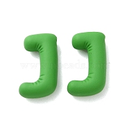 Rack Plating Spray Painted Alloy Pendants, Rubberized Style, Green, Letter J, 20x11x6mm, Hole: 1.5mm(FIND-C062-08J)