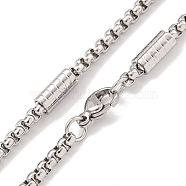 304 Stainless Steel Box Chain Necklaces, Stainless Steel Color, 20.51x0.12 inch(52.1x0.3cm)(NJEW-R266-09A-P)