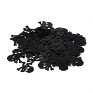 Plastic Table Scatter Confetti, for Halloween Party Decorations, Skull, Black, 22x18.7x0.3mm, about 180pcs/bag(DIY-I042-A09)