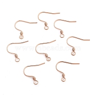 304 Stainless Steel Earring Hooks, Ear Wire, with Horizontal Loop, Rose Gold, 16mm, Hole: 1.8mm, 21 Gauge, Pin: 0.7mm(STAS-E484-55RG)
