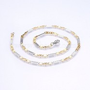 304 Stainless Steel Mariner Link Chains Necklaces, Golden & Stainless Steel Color, 19.68 inch(50cm), 3.5mm(NJEW-P223-08GP)