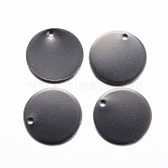 304 Stainless Steel Stamping Blank Tag Charms, Flat Round, Electrophoresis Black, 15x1mm, Hole: 1.2mm(X-STAS-H383-05)