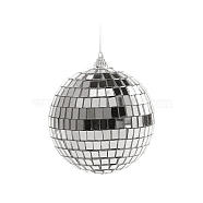 Plastic Disco Ball Pendant Decoration, Glass Mirror Mosaic Craft Decoration Sphere, Silver, 60mm(XMAS-PW0002-01E)