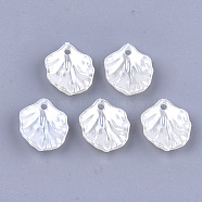 Acrylic Imitation Pearl Pendants, Leaf, Ivory, 17x15x4.5mm, Hole: 2mm(X-OACR-T016-01A)