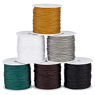 Elite 6 Rolls 6 Colors 23M Polyester Braided Thread, Chinese Knot Cord, with Spool, Mixed Color, 1mm, about 25.15 Yards(23m)/Set, 1 roll/color(OCOR-PH0002-63)