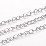304 Stainless Steel Curb Chains, Twisted Chains, Unwelded, for Jewelry Making, Stainless Steel Color, 5x3.5x0.8mm(X-CHS-K004-11P-0.8mm)