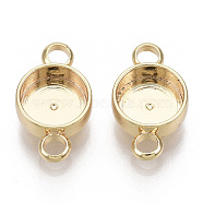 Brass Cabochon Connector Settings, Plain Edge Bezel Cups, Flat Round, Nickel Free, Real 18K Gold Plated, Tray: 6mm, 12x7mm, Hole: 1.5mm(KK-N186-82G)