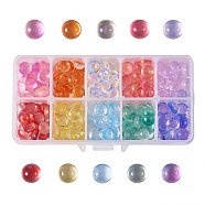 Czech Glass Cabochons, Half Round/Dome, Mixed Color, 10x5.5mm, 10 colors, 20pcs/color, 200pcs/box(GLAA-CJ0001-14)