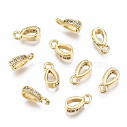 Brass Micro Pave Clear Cubic Zirconia Charms, Nickel Free, TearDrop Ring, Real 18K Gold Plated, 9.5x5x3mm, Hole: 1.6mm(KK-Q277-060-NF)