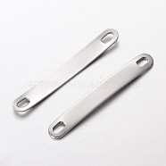 304 Stainless Steel Links connectors, Rectangle, Stainless Steel Color, 49x6x1mm, Hole: 2.5x4.5mm(STAS-G141-03P)