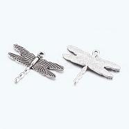 Alloy Pendants, Lead Free and Cadmium Free, Antique Silver, Dragonfly, 28x35.5x2mm, Hole: 1.5mm(EA10966Y)