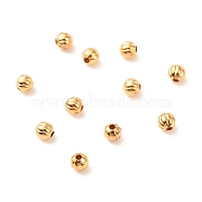 Brass Beads, Long-Lasting Plated, Pumpkin, Real 18K Gold Plated, 3mm, Hole: 0.9mm(KK-F824-103G)