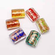 Handmade Gold Sand Lampwork Beads, Rectangle, Mixed Color, 30x22x13mm, Hole: 2mm(X-LAMP-S026-M)