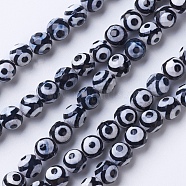 Natural Grade A Agate Beads Strands, Dyed & Heated, Round, Faceted, Black, 6mm, Hole: 1mm, about 62pcs/strand, 14.9 inch(38cm)(G-G752-05-6mm)