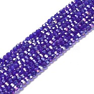 Transparent Glass Beads, 32 Facets, AB Color Plated, Round, Mauve, 3.5x3mm, Hole: 1mm, about 168~169pcs/strand, 19.09''(48.5cm)(EGLA-A035-T3mm-B06)