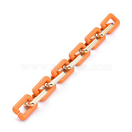Handmade CCB Plastic Cable Chains, with Opaque Acrylic Linking Rings, Golden, Dark Orange, Links: 30x20x6mm, 39.37 inch(1m)/strand(AJEW-JB00669-05)