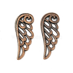 Tibetan Style Alloy Pendants, Lead Free and Cadmium Free, Wing, Red Copper, 24x9.5x1.5mm, Hole: 1.5mm(TIBEP-LF10839YKG-R-FF)