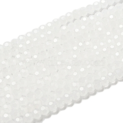 Imitation Jade Glass Beads Stands, Faceted, Round, White, 3~3.5mm, Hole: 0.6mm, about 163~166pcs/strand, 50~51cm(EGLA-A035-J3mm-D05)