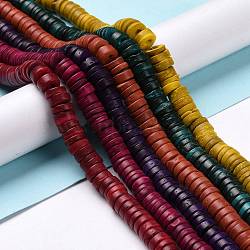 Dyed Natural Coconut Disc Bead Strands, Mixed Color, 9x2~6mm, Hole: 3mm, about 108pcs/strand, 15.7 inch(COCB-O003-07-M)