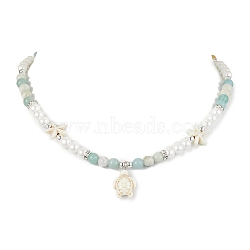 Mixed Gemstone and Pearl Beads Necklaces, Turtle, Colorful, 16-1/2 inch(42cm)(NJEW-JN04790)