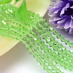 Faceted Imitation Austrian Crystal Bead Strands, Grade AAA, Bicone, Light Green, 8x8mm, Hole: 0.9~1mm, about 50pcs/strand, 15.7 inch(G-M180-8mm-16A)