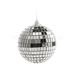 Plastic Disco Ball Pendant Decoration, Glass Mirror Mosaic Craft Decoration Sphere, Silver, 60mm(XMAS-PW0002-01E)