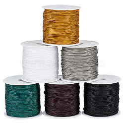 Elite 6 Rolls 6 Colors 23M Polyester Braided Thread, Chinese Knot Cord, with Spool, Mixed Color, 1mm, about 25.15 Yards(23m)/Set, 1 roll/color(OCOR-PH0002-63)