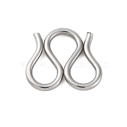 304 Stainless Steel S-Hook Clasps, M Clasps, Stainless Steel Color, 11x11x1mm(STAS-Z048-06P-01)