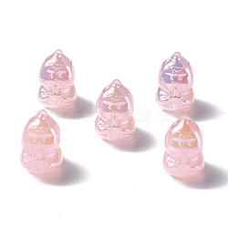 UV Plating Rainbow Iridescent Acrylic Beads, Dinosaur, Pink, 22x15x20.5mm, Hole: 3.5mm(PACR-M003-15A)