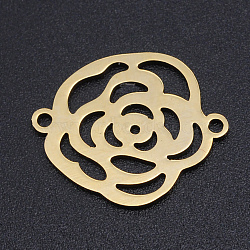 201 Stainless Steel Links connectors, Laser Cut Links, Flower, Golden, 19x15.5x1mm, Hole: 1.4mm(STAS-T054-JN784-2)