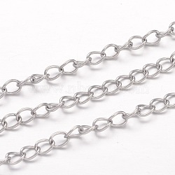 304 Stainless Steel Curb Chains, Twisted Chains, Unwelded, for Jewelry Making, Stainless Steel Color, 5x3.5x0.8mm(X-CHS-K004-11P-0.8mm)
