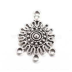 Tibetan Style Alloy Chandelier Components Links, Flat Round, Cadmium Free & Lead Free, Antique Silver, 26.5x19x3.5mm, Hole: 1.5~2mm(TIBE-YW0001-52)