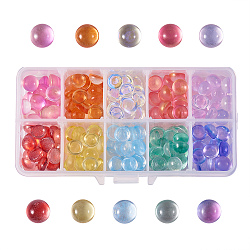 Czech Glass Cabochons, Half Round/Dome, Mixed Color, 10x5.5mm, 10 colors, 20pcs/color, 200pcs/box(GLAA-CJ0001-14)