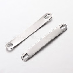 Tarnish Resistant 304 Stainless Steel Links connectors, Rectangle, Stainless Steel Color, 49x6x1mm, Hole: 2.5x4.5mm(STAS-G141-03P)