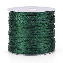 Nylon Cord, Satin Rattail Cord, for Beading Jewelry Making, Chinese Knotting, Teal, 1mm, about 32.8 yards(30m)/roll(NWIR-L006-1mm-29)