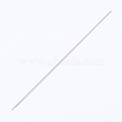 Iron Beading Needle, with Hook, For Buddha 3-Hole Guru Beads, Bead Threader, Platinum, 11x0.05cm(X-IFIN-P036-03A)