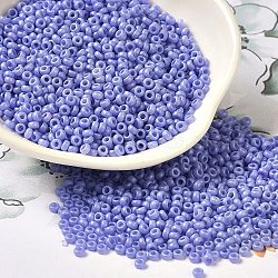 Baking Paint Glass Seed Beads, Donut, Slate Blue, 8/0, 2.5~3x1~1.5mm, Hole: 1~1.2mm, about 40909pcs/1pound(SEED-P006-03A-34)