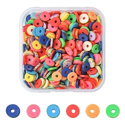 1 Strand Handmade Polymer Clay Beads Strand, with Glitter Sequin, Flat Round/Disc, Heishi Beads, Colorful, 6x1mm, Hole: 2mm, about 380~400pcs/strand, 17.7 inch(45mm)(CLAY-YW0001-85)