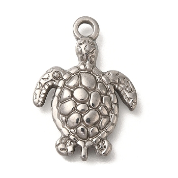 Anti-Tarnish 304 Stainless Steel Pendants, Tortoises Charm, Stainless Steel Color, 22.5x15.5x3mm, Hole: 2mm