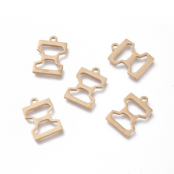 304 Stainless Steel Charms, Greek Alphabet, Golden, Letter.X, 13.8x9.2x1mm, Hole: 1.2mm