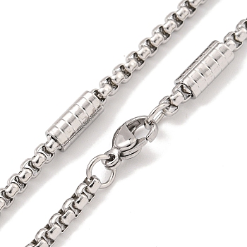 304 Stainless Steel Box Chain Necklaces, Stainless Steel Color, 20.51x0.12 inch(52.1x0.3cm)