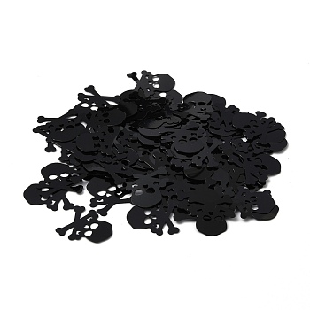 Plastic Table Scatter Confetti, for Halloween Party Decorations, Skull, Black, 22x18.7x0.3mm, about 180pcs/bag