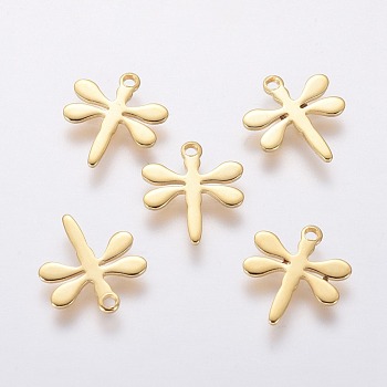 304 Stainless Steel Charms, Dragonfly, Golden, 12x11x0.8mm, Hole: 1.2mm