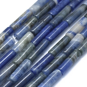 Natural Sodalite Beads Strands, Column, 11~15x3.5~4.5mm, Hole: 1~1.2mm, about 28~30pcs/strand, 15.1~15.9 inch(38.5~40.5cm)